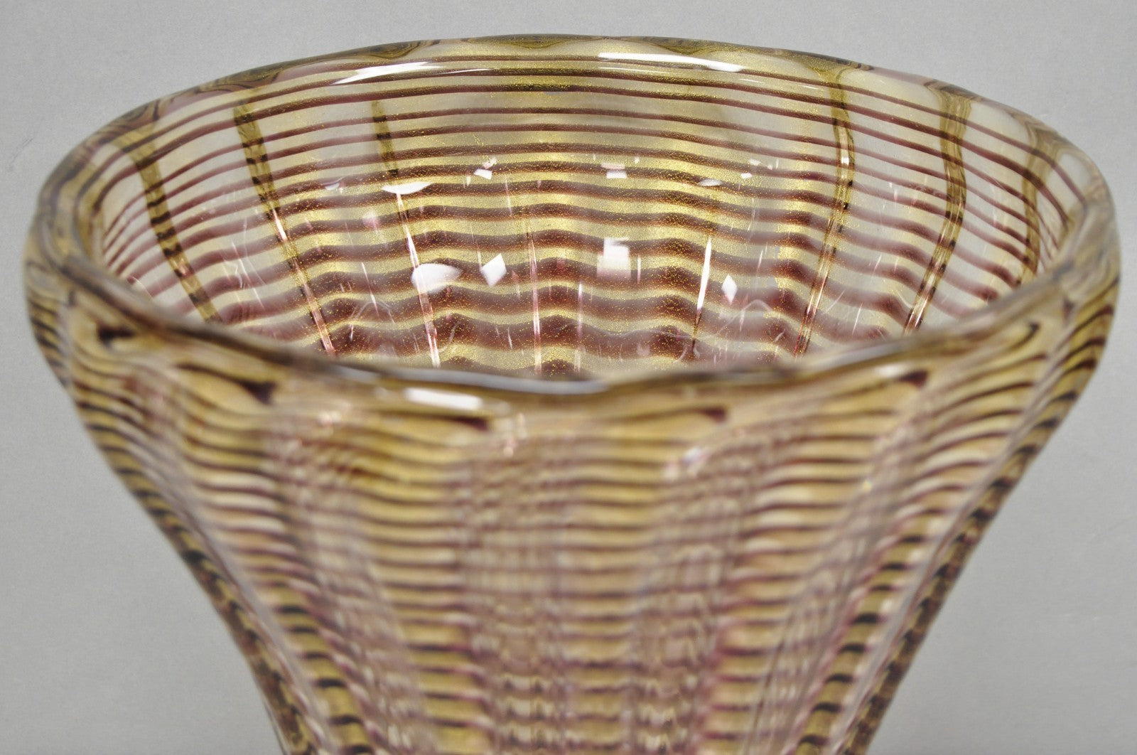 Ercole Barovier Zebrato Murano Art Glass Vase Zebrati for Ferro Toso Barovier