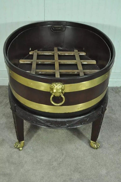 19th Century George III Style Mahogany and Brass Wine Cooler Cellarette on Stand