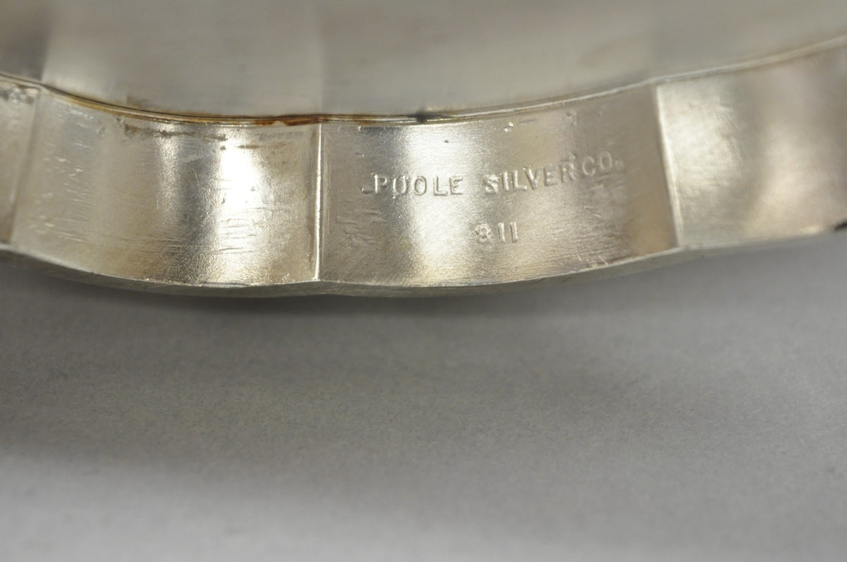 Vintage Poole 811 Modern Silver Plated Scalloped Footed Oval Serving Fruit Bowl