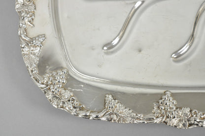 Antique English Victorian Silver Plated Grapevine Meat Cutlery Tray by Benedict