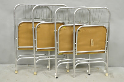 Vintage Mid Century Modern Aluminum Folding Dining Chairs by Airlite - Set of 4