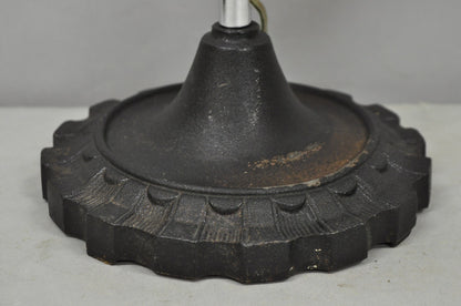 Vintage Industrial Modern Steampunk Cast Iron Gear Gooseneck Task Table Lamp