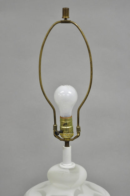 Vintage Murano Mazzega Style White Frosted Swirl Glass Large Table Lamp