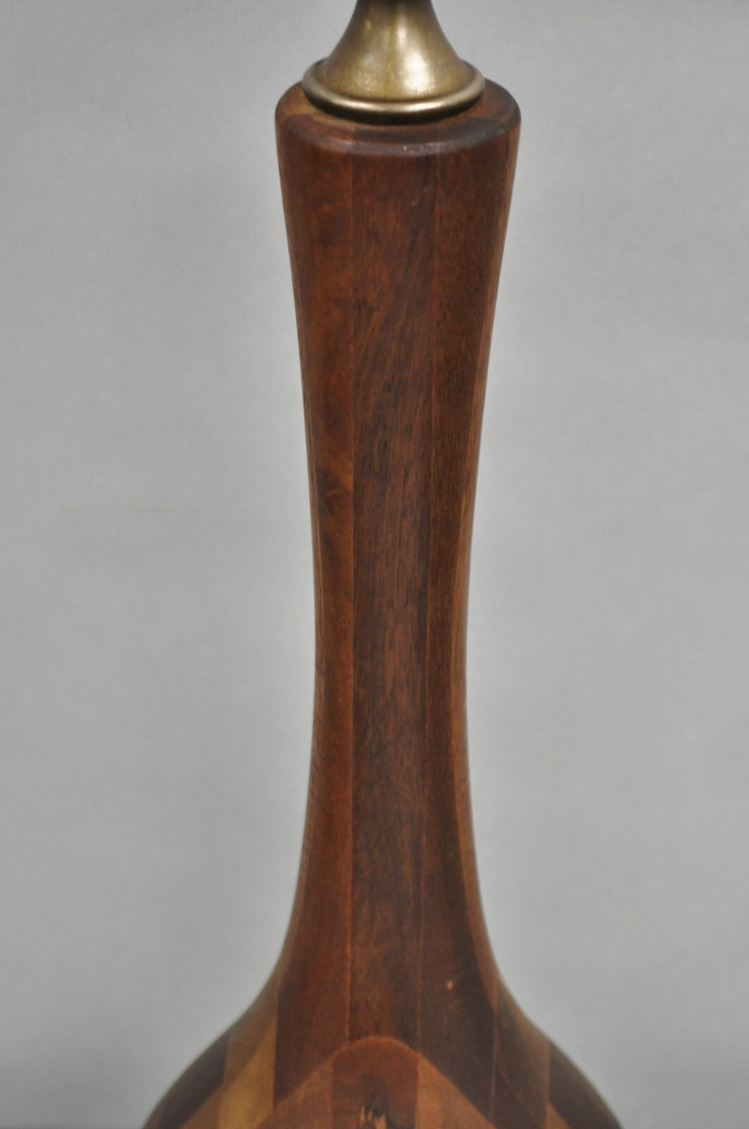 Vintage Mid Century Danish Modern Staved Teak Wood Sculptural Bulbous Table Lamp