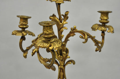 Antique French Rococo Baroque Gold Bronze Leafy Scroll Candelabra Table Lamp