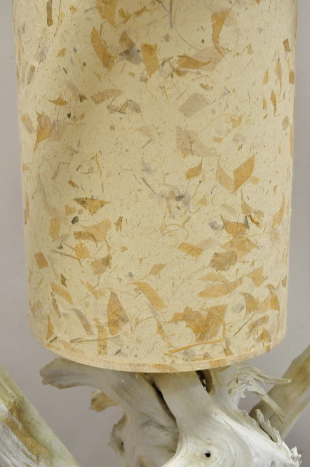 Vintage Mid Century Modern White Driftwood Kidney Glass Side Table Floor Lamp