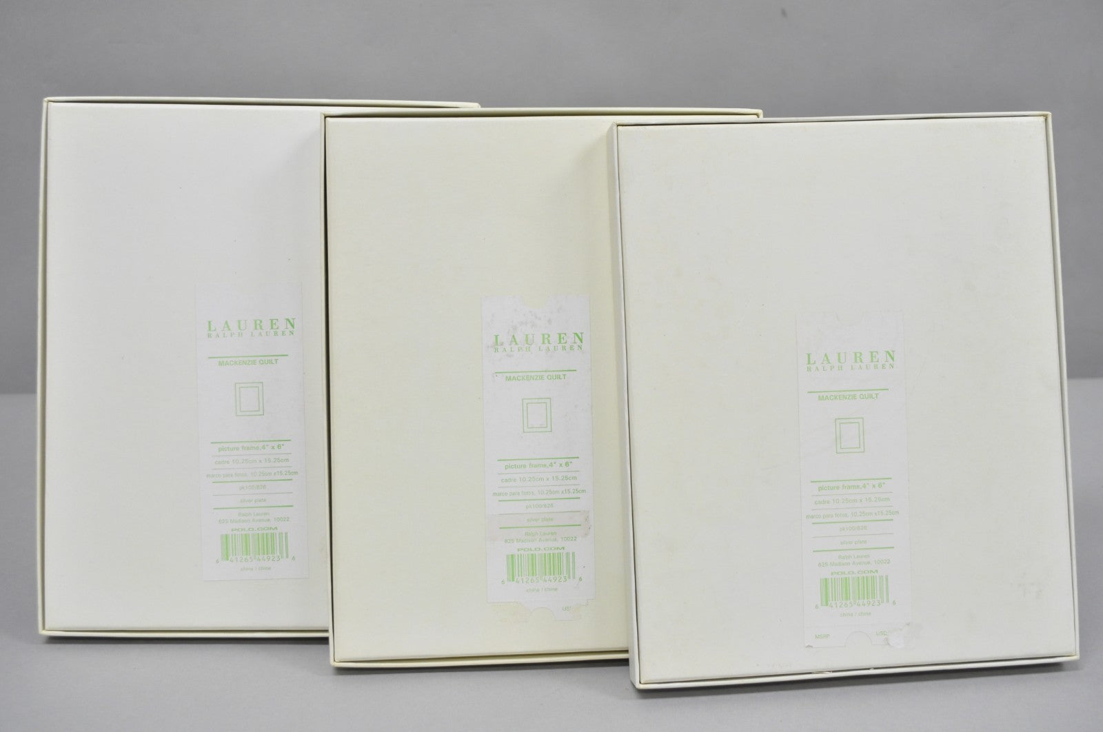 Ralph Lauren Silver Plated 4x6 Picture Frame MacKenzie Quilt Alphabet Motif NIB