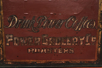 Antique Power Coffee Tin Rolltop Red Tea Hopper General Store Spice Bin Display