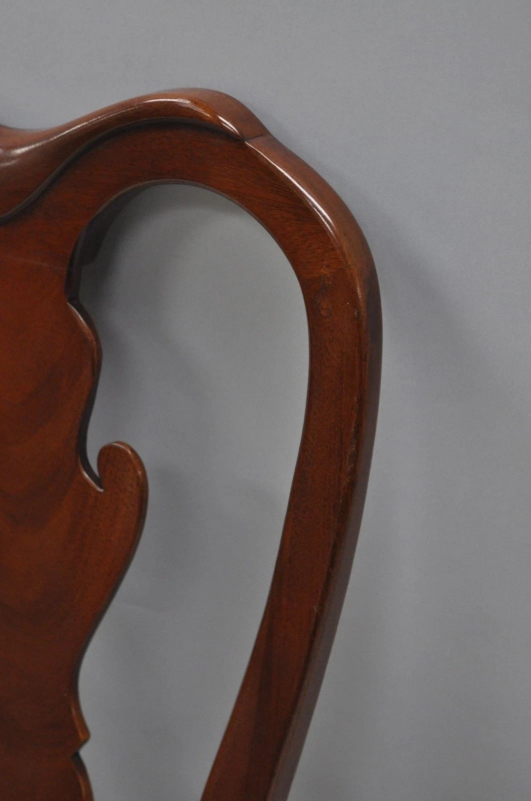 Vintage Queen Anne Style Crotch Mahogany Dining Room Side Chairs - a Pair