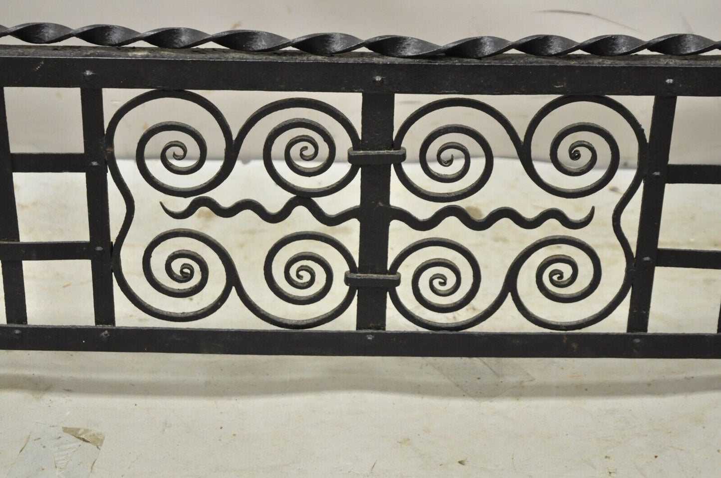 Antique Gothic Wrought Iron Spiral Twist 56" Fireplace Mantel Fender Surround