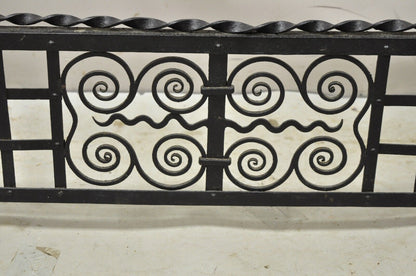 Antique Gothic Wrought Iron Spiral Twist 56" Fireplace Mantel Fender Surround