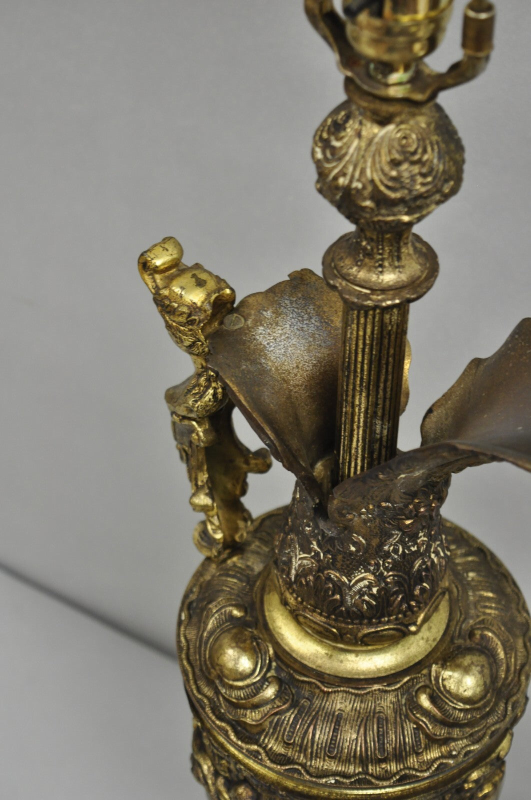 Vintage French Renaissance Large Figural Bronze Ewer Urn Pitcher Table Lamp