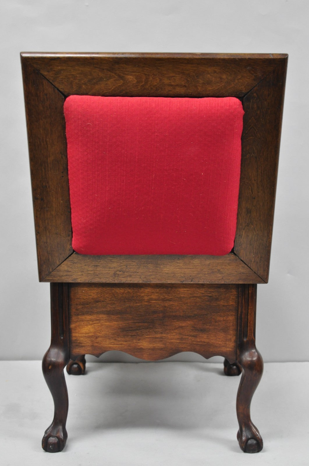 Antique Flip Top Georgian Chippendale Style Mahogany Shoe Shine Box Footstool