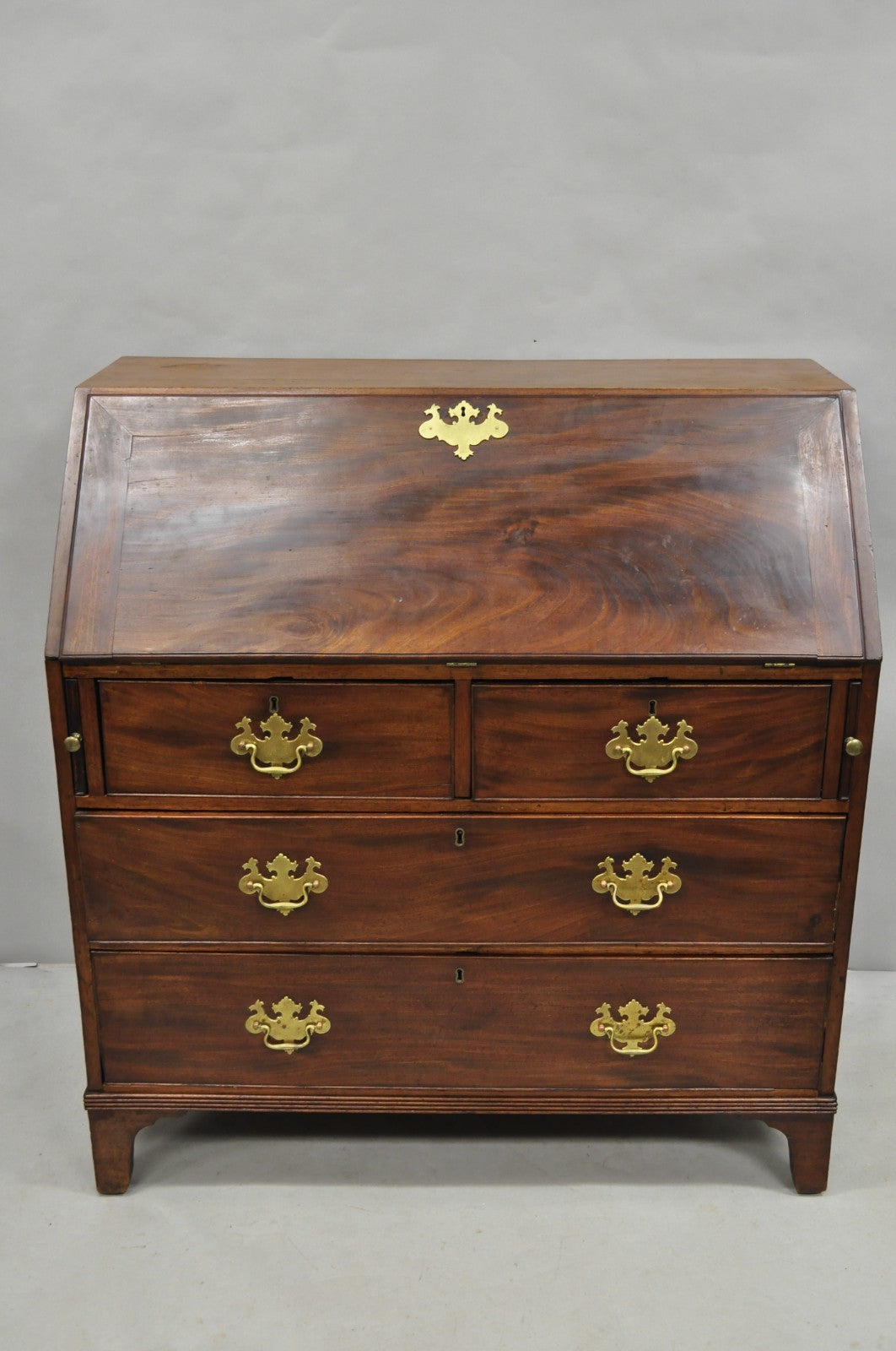 Antique 19th C. Chippendale George III Mahogany Slant Front Secretary Desk
