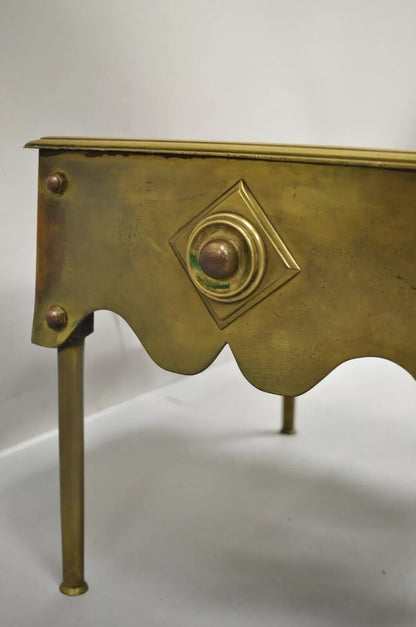 Antique English Victorian Solid Brass 40 lb. Footman Fireplace Trivet