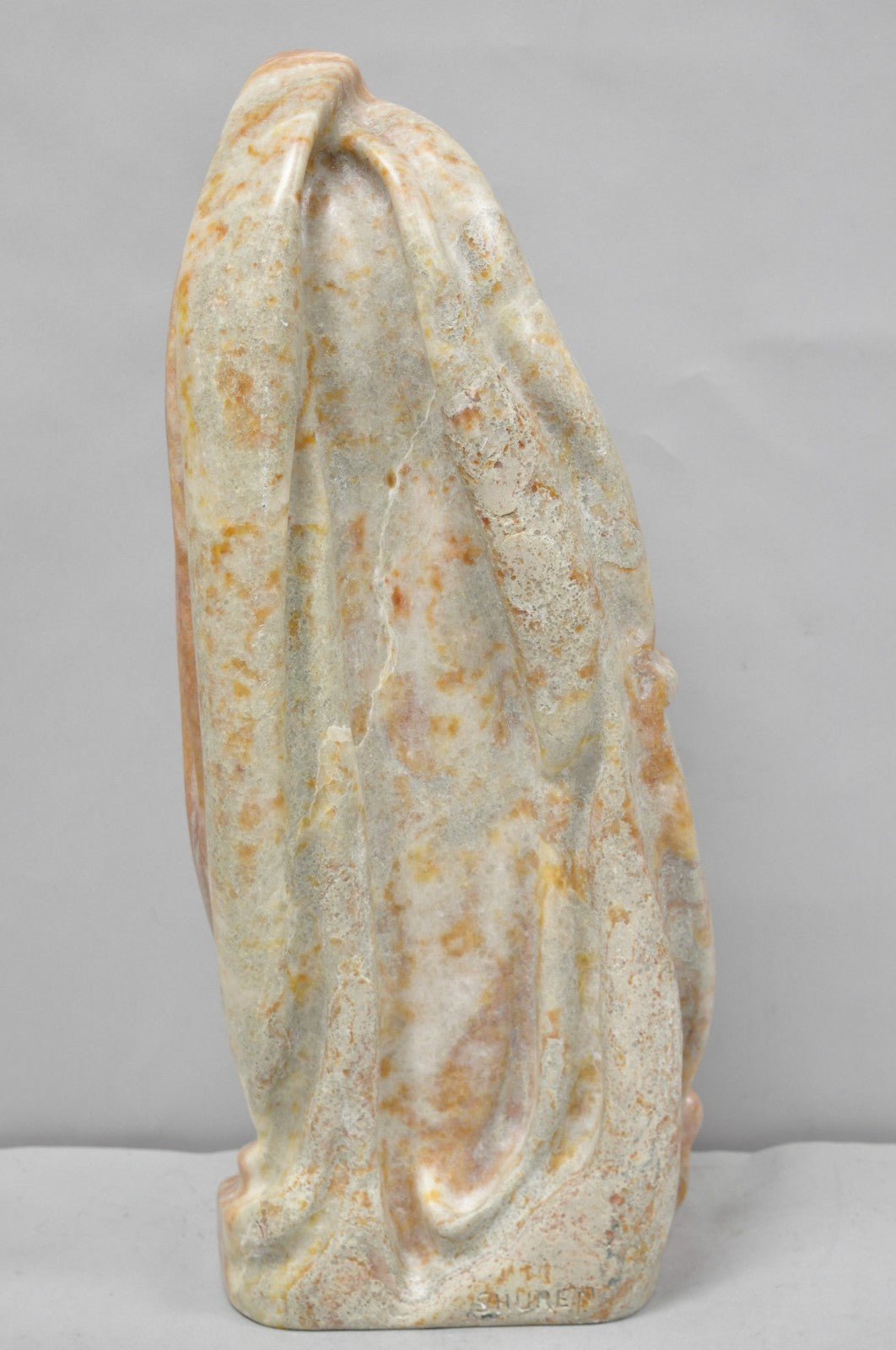 Vintage Seymour Shuren Modern Pink Carved Marble Abstract Nude Figure Sculpture