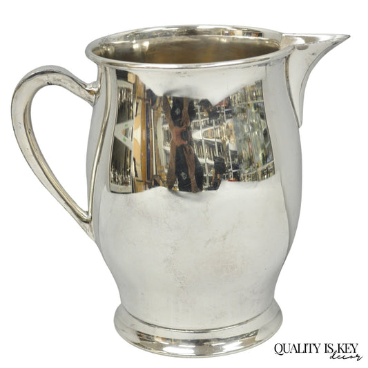 Vintage Silver Plated Copper Bulbous Lemonade Beverage Restaurant Water Pitcher