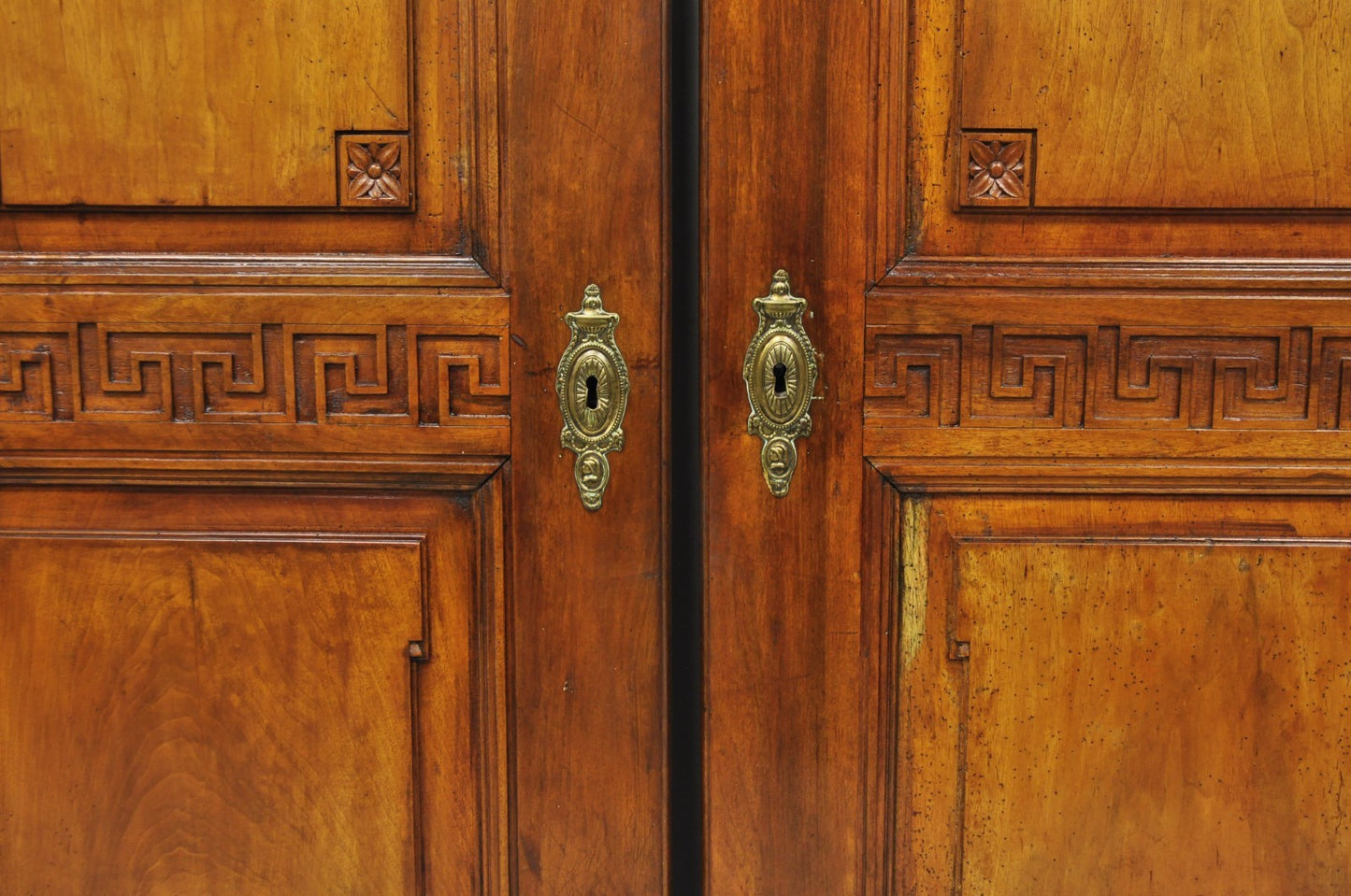 Antique French Country Louis XV Style Carved Walnut Cabinet Doors - a Pair