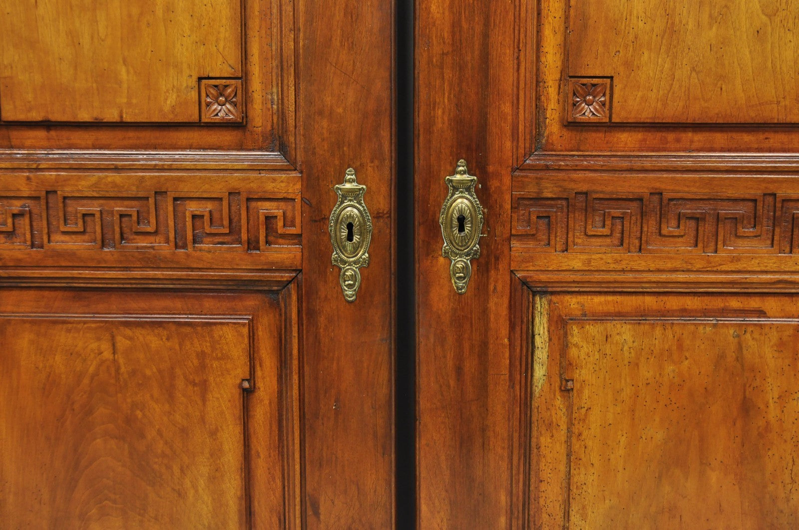 Antique French Country Louis XV Style Carved Walnut Cabinet Doors - a Pair