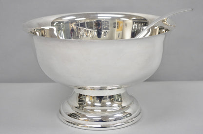 Vintage Sheridan Mid Century Modern Silver Plated Punch Bowl Set w/ 10 Cups