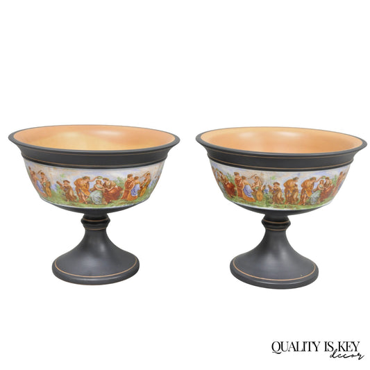 Ceramiche Florentine Italian Neoclassicall Terracotta Pottery Compote Dish, Pair
