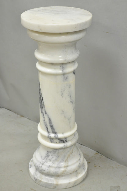 Vintage Italian Classical White Marble Column Form Round 32" Pedestal Bust Stand