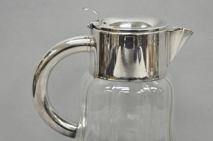 Antique Victorian German Silver Plated Crystal Glass Lemonade Water Pitcher
