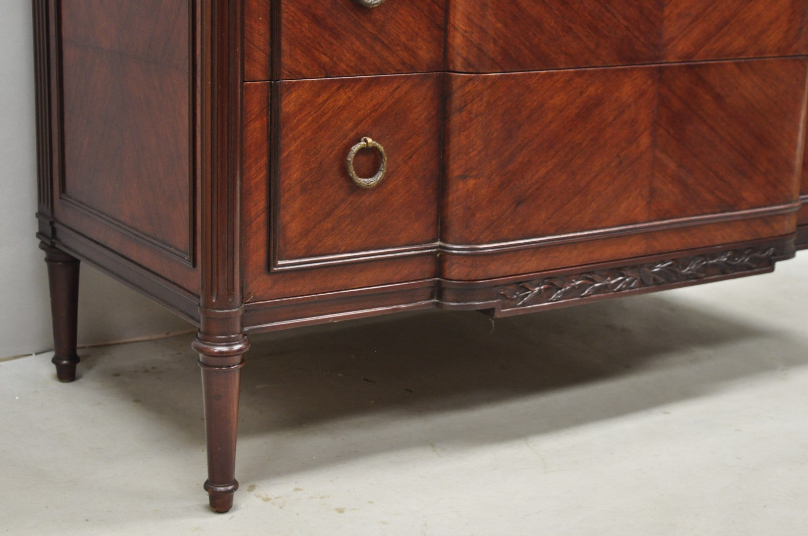 Antique French Louis XVI Maison Jansen Style Mahogany Marble Top Dresser Commode