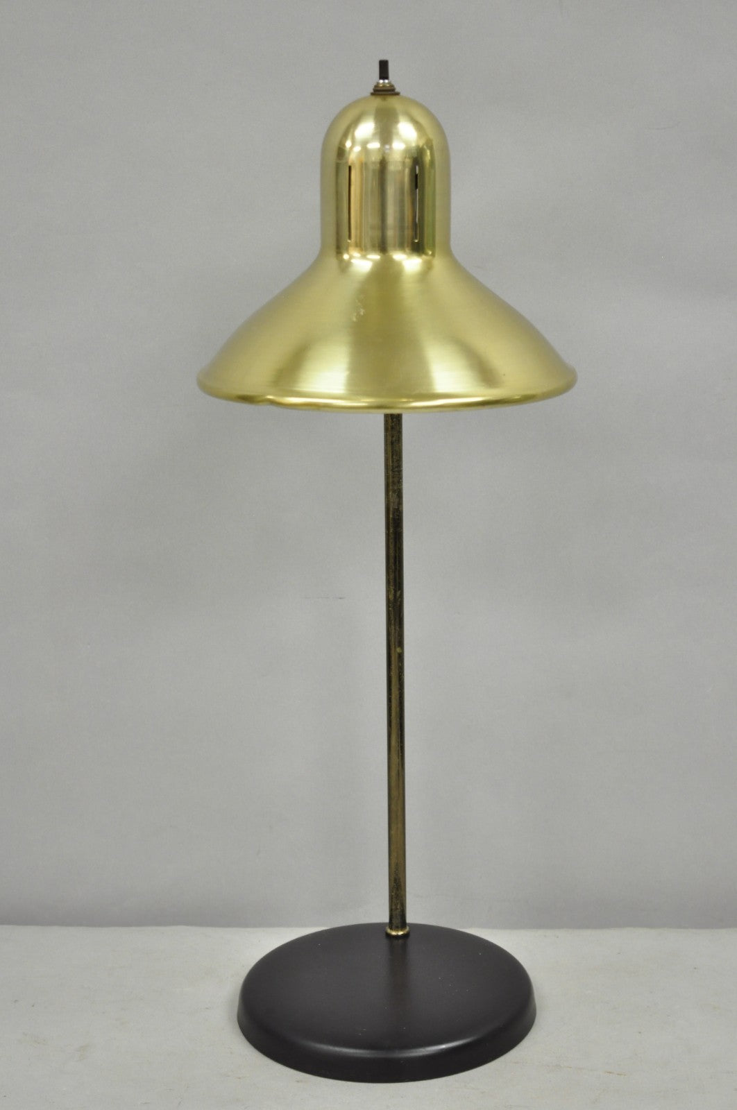 Vintage Mid Century Modern Adjustable Height Brass Cone Task Desk Lamp
