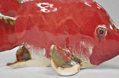 Vintage Mid Century Modern Ceramic Pottery Red Fish by Harry Guthrie Phillips