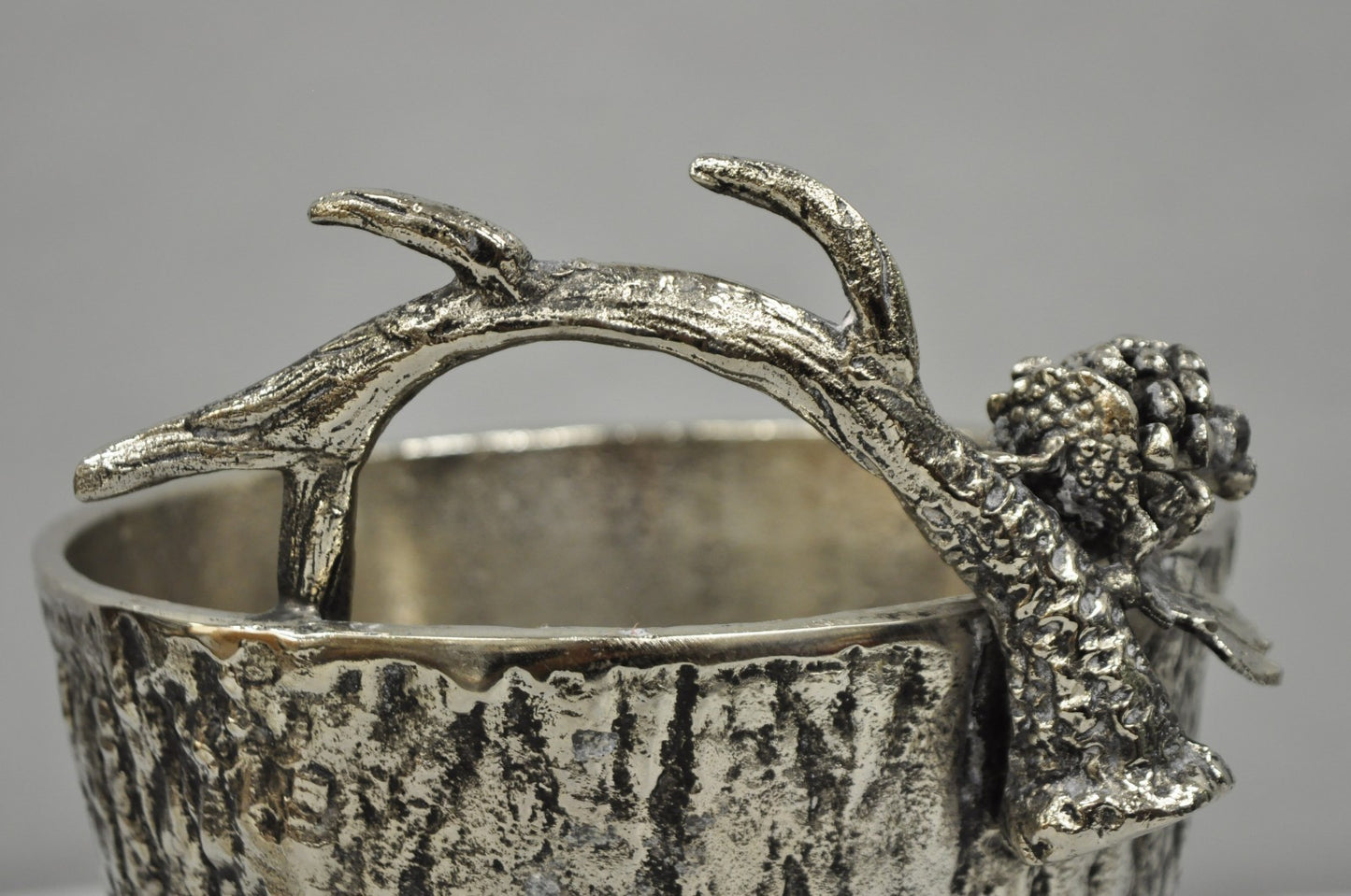 Hollywood Regency Faux Bois Silver Plated Antler Branch Chiller Bucket Mud Pie