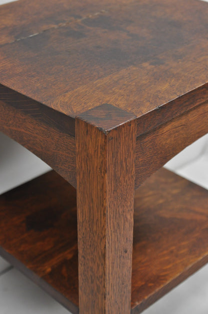 Antique Arts & Crafts Mission Oak Stickley Style 2 Tier Plant Stand Side Table