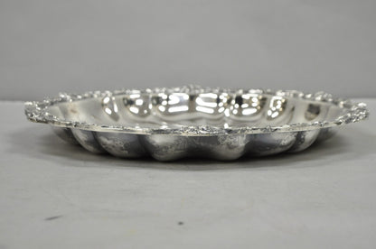 Vintage Victorian Silver Plated "Rose Basket" Round Shallow Serving Platter