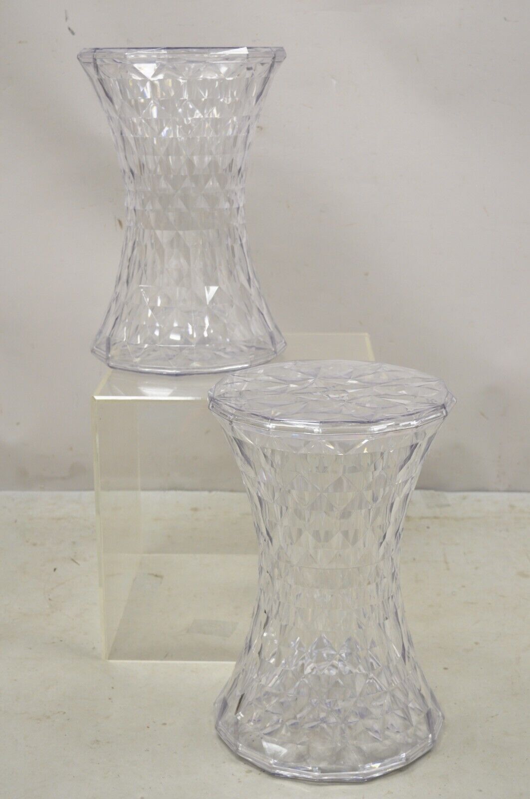 Marcel Wanders for Kartell Italy Clear "Stone" Stool - a Pair