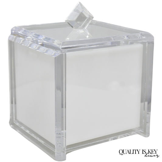 Vintage Mid Century Modern Clear Lucite Acrylic Diamond Handle Ice Bucket