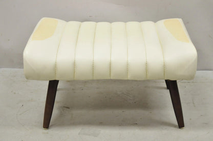 Vintage Mid Century Modern Adjustable Ottoman Footstool with Wooden Legs