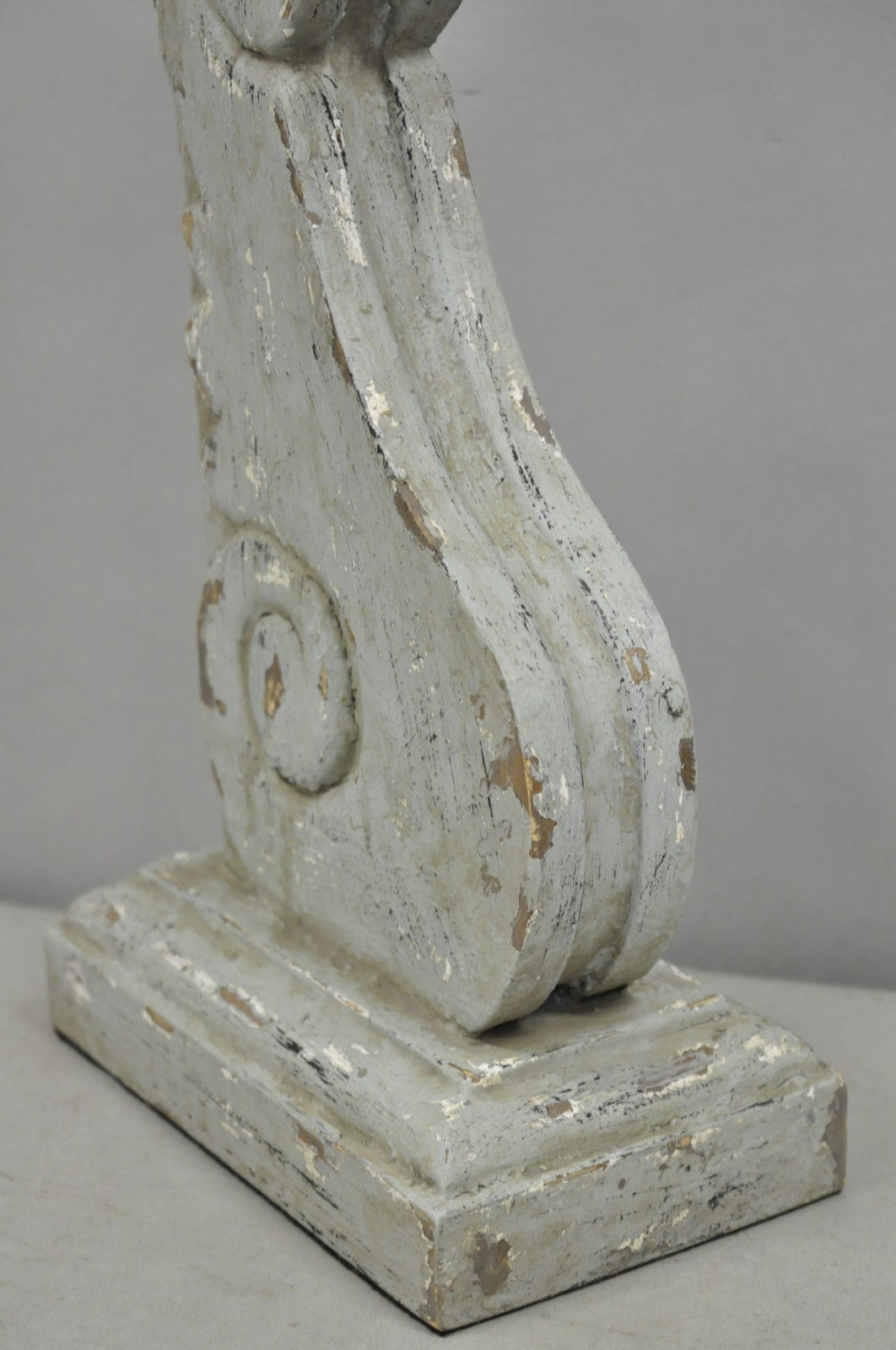 Contemporary Architectural Salvage Grey Distress Painted Wood Corbel Table Lamp