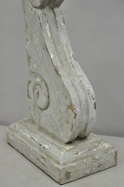 Contemporary Architectural Salvage Grey Distress Painted Wood Corbel Table Lamp