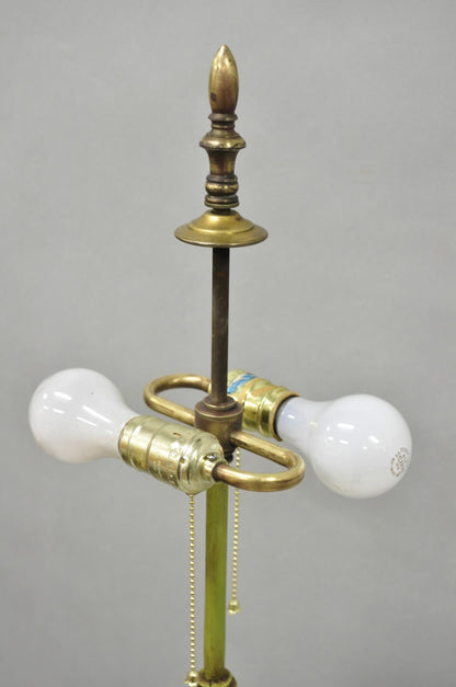 Antique Spanish Renaissance Gothic Green Iron & Brass Tripod Pole Floor Lamp