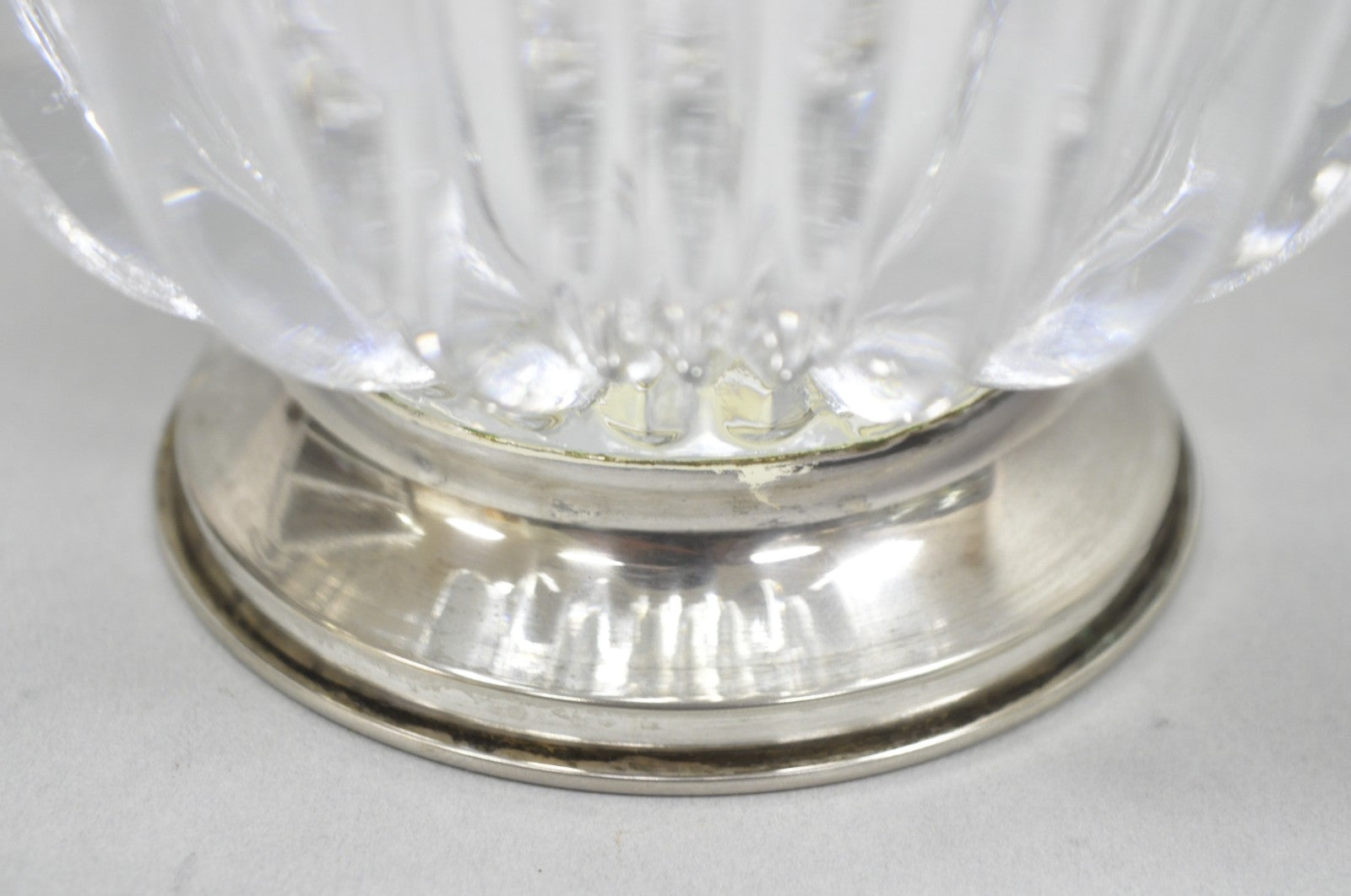 Vintage French Mid Century Modern Crystal Glass Flower Frog Flower Holder Vase