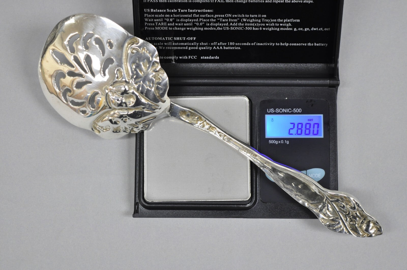 Antique Art Nouveau Sterling Silver Tomato Server with Floral Repousse