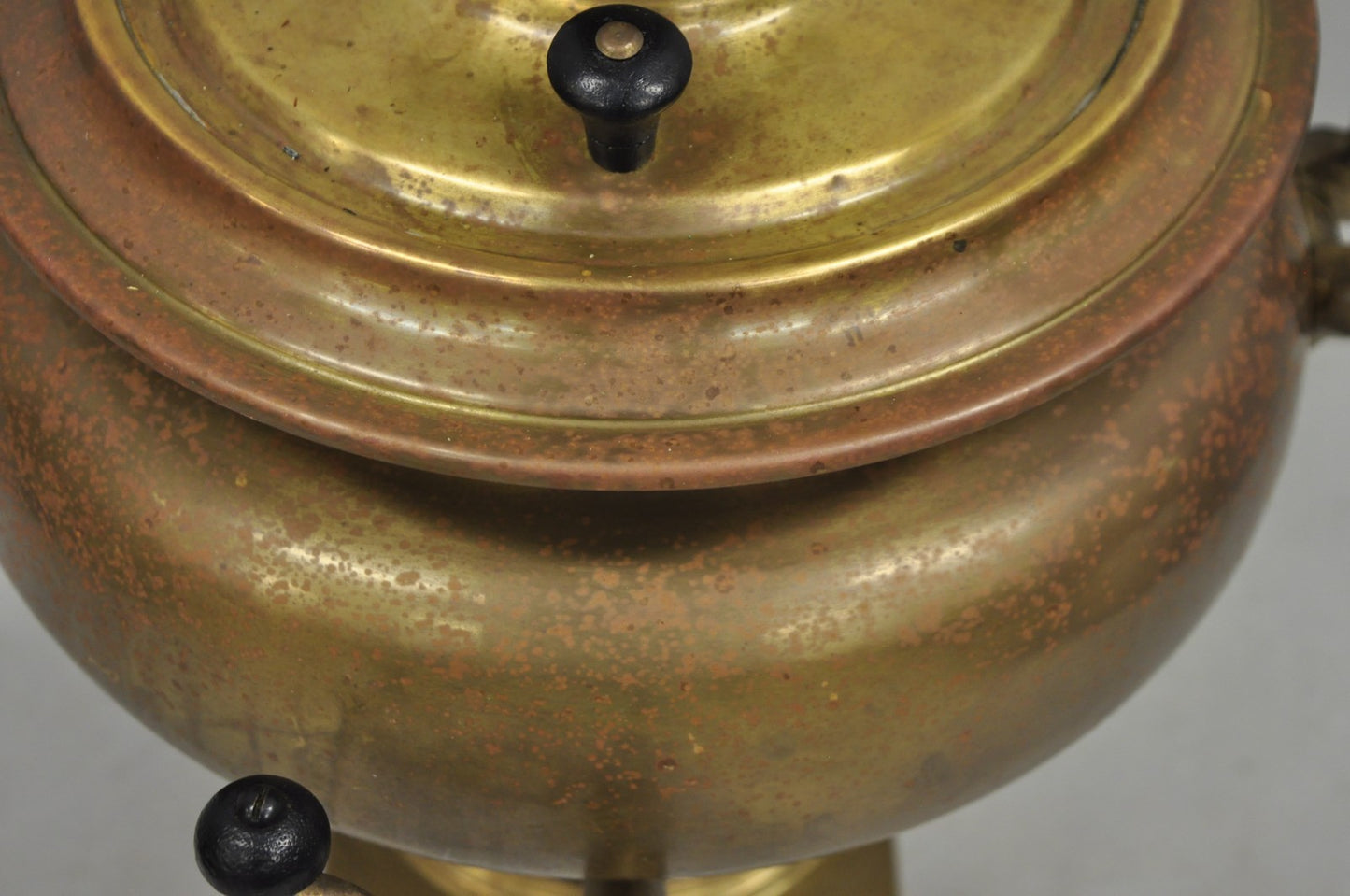 Antique Victorian Russian Brass Samovar Converted Twin Handle Table Lamp