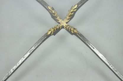 Vintage French Neoclassical Large Wrought Iron & Glass "Flame" Coffee Table