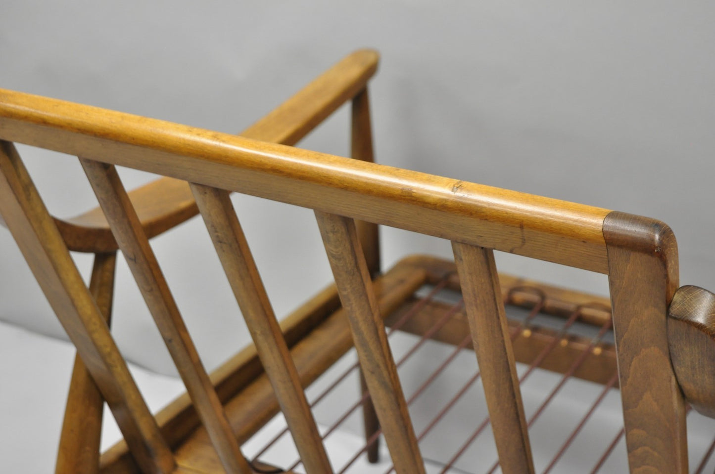 Vintage Mid Century Modern Danish Style Sculptural Walnut Lounge Arm Chair