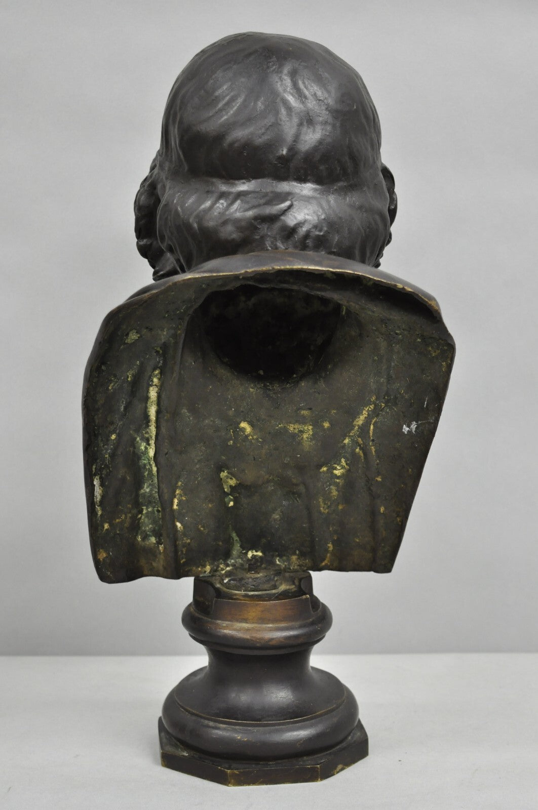 Vintage Greek Classical Style Patinated Cast Bronze Bust Sculpture of Homer