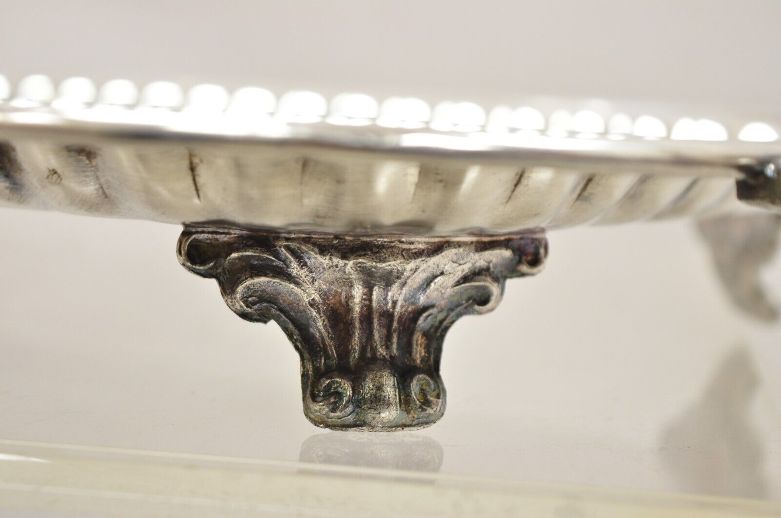 Vintage Leonard Silver Narrow Twin Handle Silver Plated Serving Platter Tray
