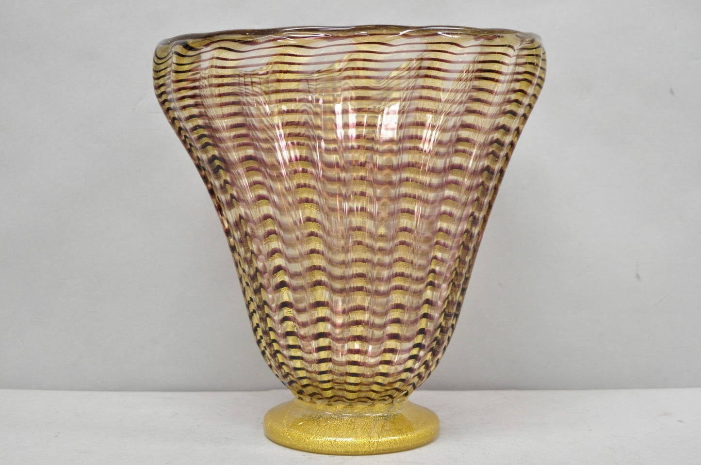Ercole Barovier Zebrato Murano Art Glass Vase Zebrati for Ferro Toso Barovier