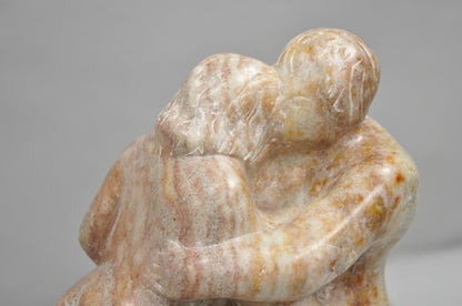 Morton Gaffin "Lovers Embrace" Modernist Carved Alabaster Marble Nude Sculpture