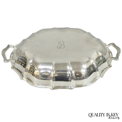 Vintage International Silver Co Chippendale Covered Serving Dish w/ "B" Monogram