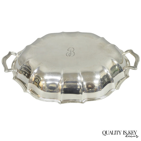Vintage International Silver Co Chippendale Covered Serving Dish w/ "B" Monogram